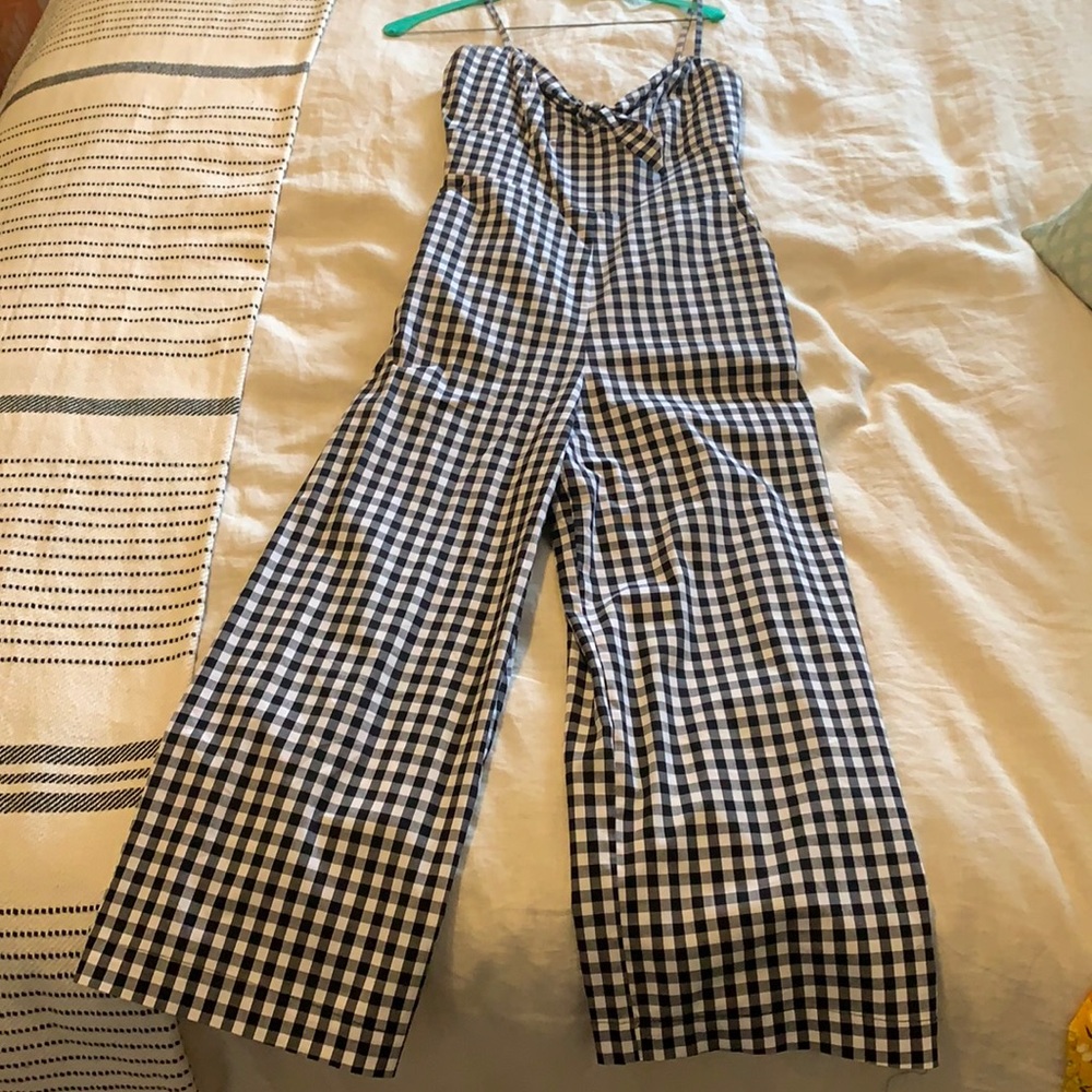 Gingham wide leg jumpsuit